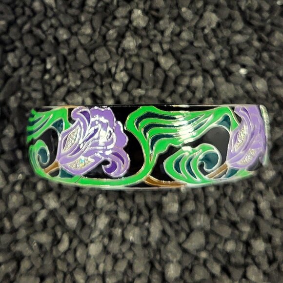 Belle Etoile Enamel Cuff Braclet .925  Sz Medium - Picture 1 of 6